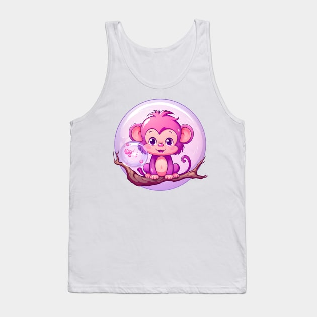 Purple Monkey in a Bubblegum Tree Tank Top by cesspoolofcool